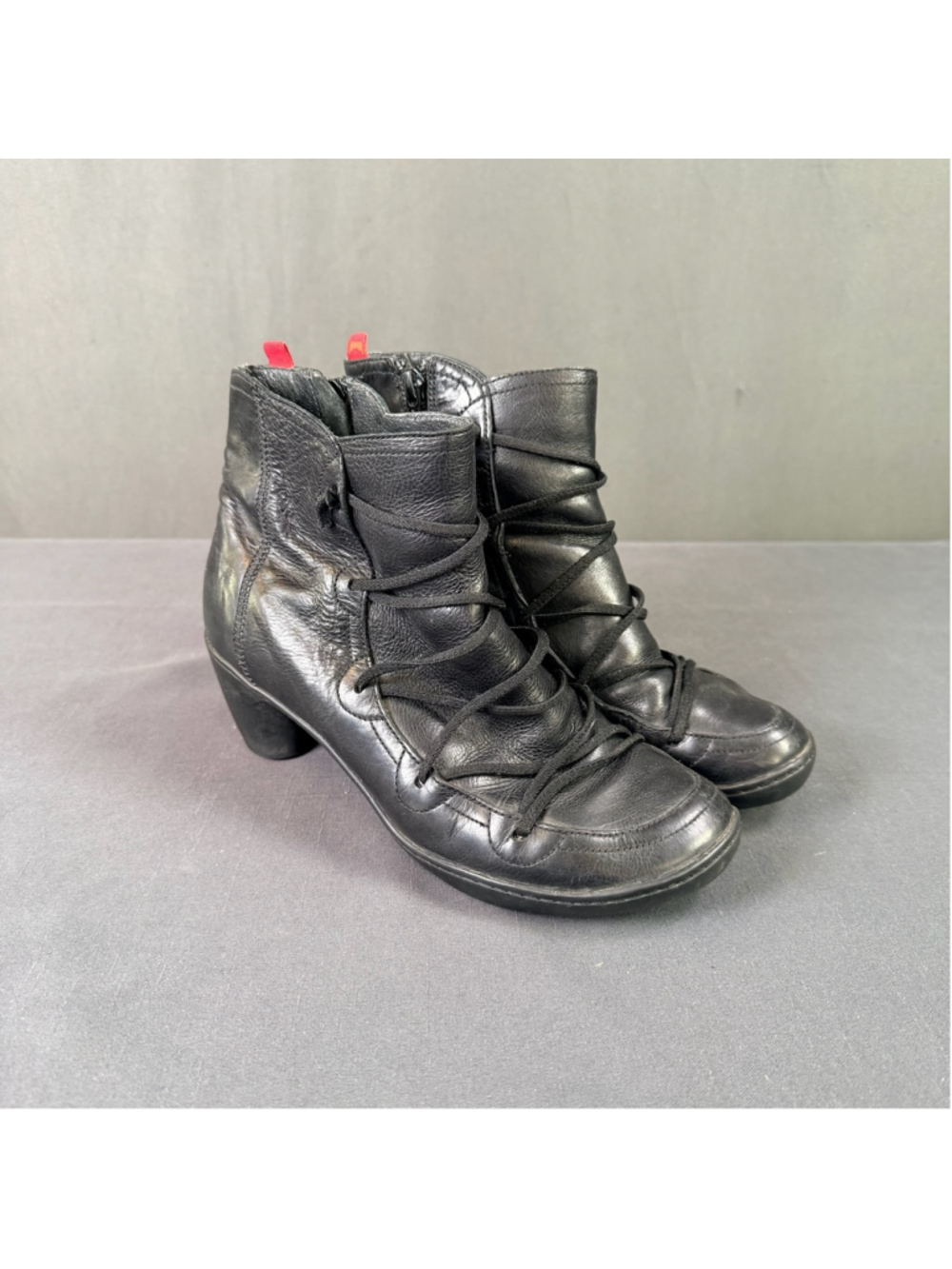 Camper Ankle Boots Women 9.5 Wrap Lace Side Zip Dark Academia Whimsigoth Black - Picture 9 of 13